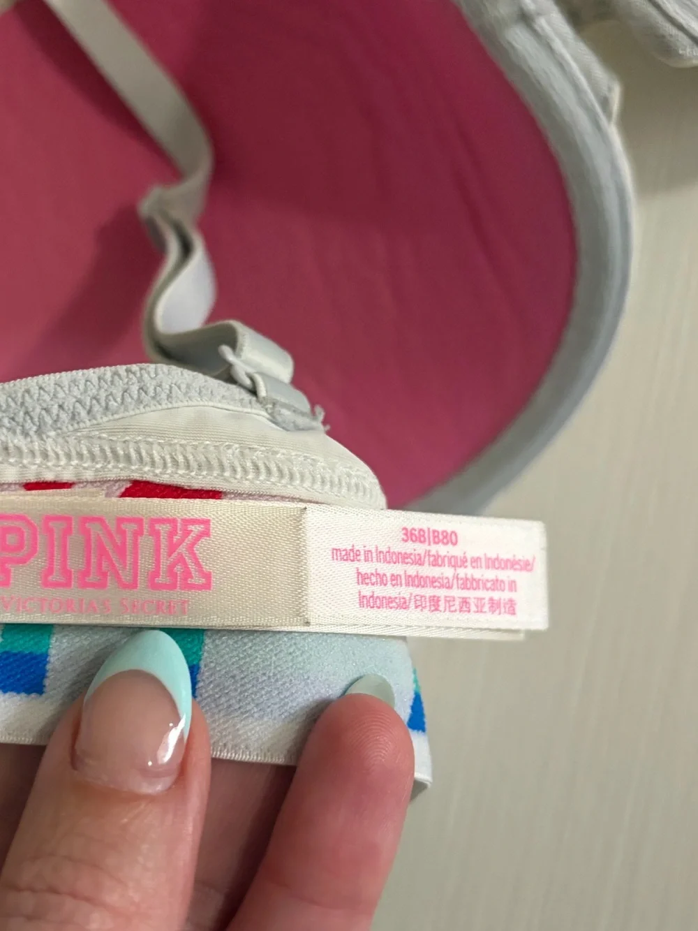 🌈🎀PINK VS Heather Gray Molded Push Up T-Shirt Bra & Rainbow Band🌈🎀